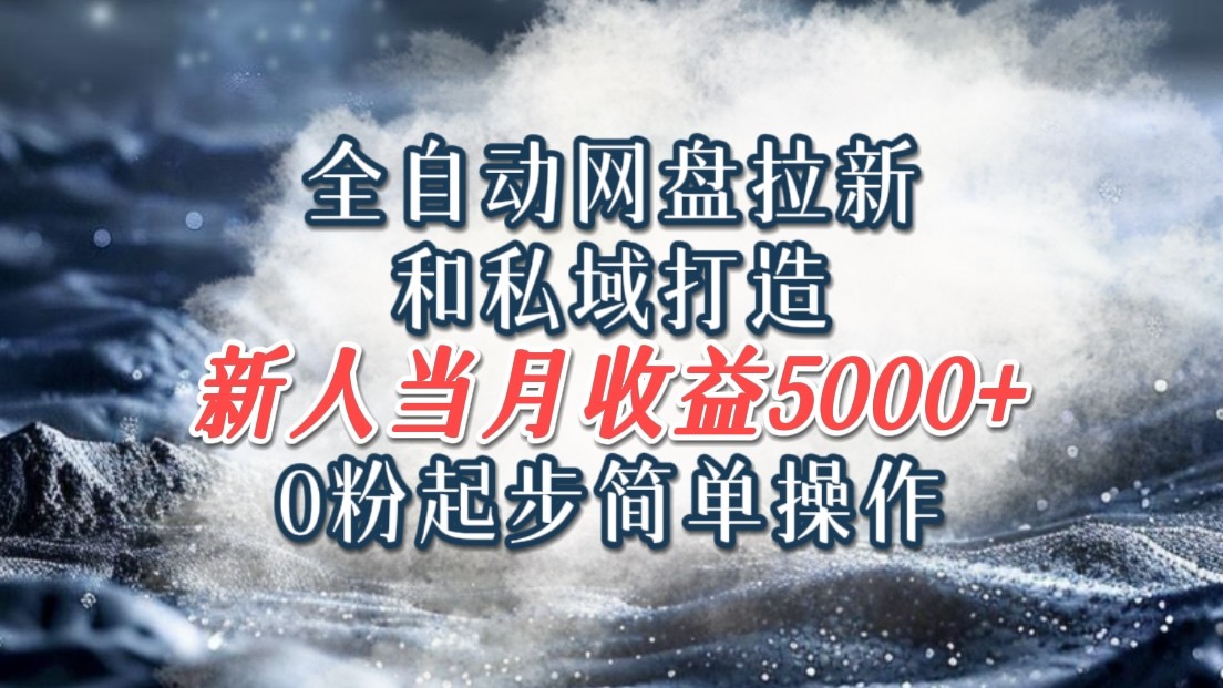 全自动网盘拉新和私域打造，0粉起步简单操作，新人入门当月收益5000以上-梦凌网创
