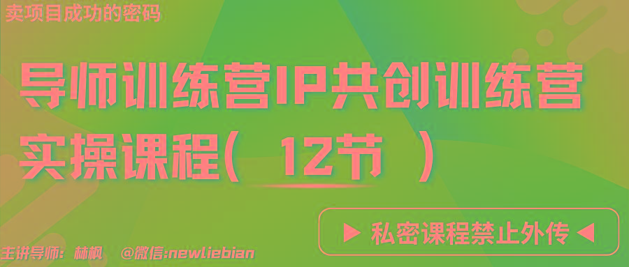 导师训练营3.0IP共创训练营私密实操课程(12节)-卖项目的密码成功秘诀-梦凌网创