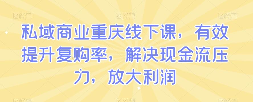 私域商业重庆线下课，有效提升复购率，解决现金流压力，放大利润-薪火元第一资源库