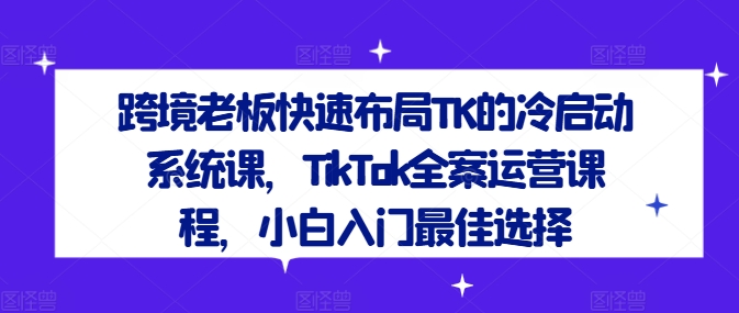 跨境老板快速布局TK的冷启动系统课，TikTok全案运营课程，小白入门最佳选择-梦凌网创
