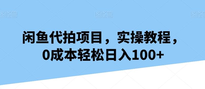 闲鱼代拍项目，实操教程，0成本轻松日入100+-梦凌网创