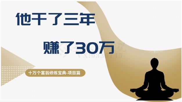 十万个富翁修炼宝典之2.他干了3年，赚了30万-梦凌网创