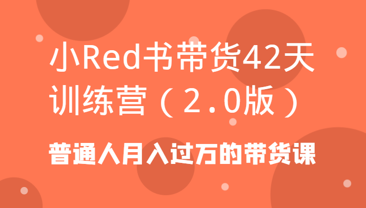 小Red书带货42天训练营(2.0版)普通人月入过万的带货课-梦凌网创