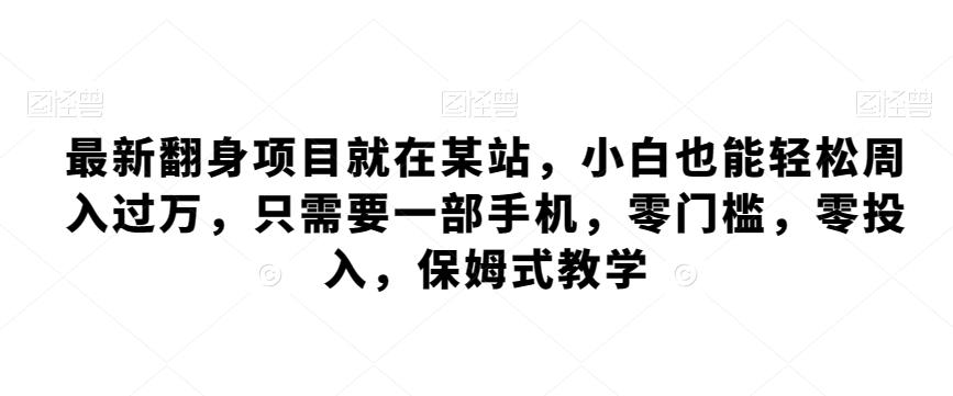 最新翻身项目就在某站，小白也能轻松周入过万，只需要一部手机，零门槛，零投入，保姆式教学-薪火元第一资源库