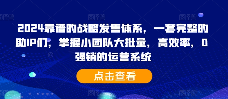 2024靠谱的战略发售体系，一套完整的助IP们，掌握小团队大批量，高效率，0 强销的运营系统-梦凌网创
