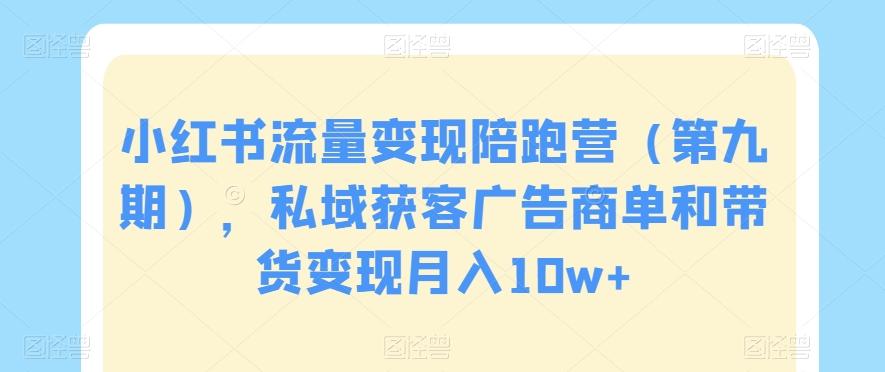 小红书流量变现陪跑营（第九期），私域获客广告商单和带货变现月入10w+-梦凌网创