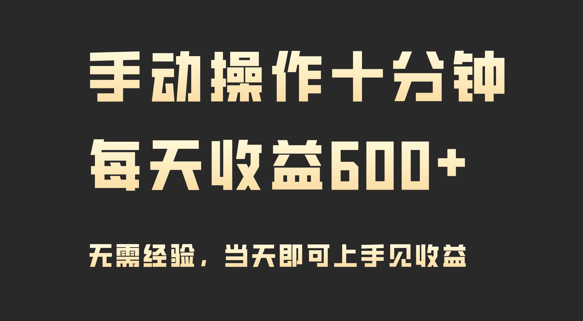 (9324期)手动操作十分钟，每天收益600+，当天实操当天见收益-梦凌网创