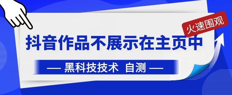 抖音黑科技：抖音作品不展示在主页中【揭秘】-梦凌网创