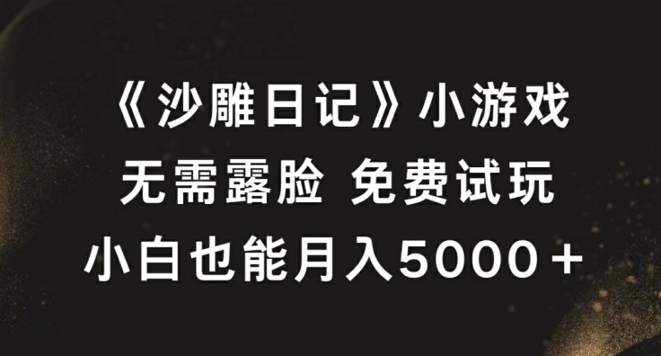 《沙雕日记》小游戏，无需露脸免费试玩，小白也能月入5000+【揭秘】-梦凌网创