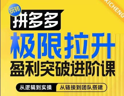 拼多多极限拉升盈利突破进阶课，​从算法到玩法，从玩法到团队搭建，体系化系统性帮助商家实现利润提升-梦凌网创