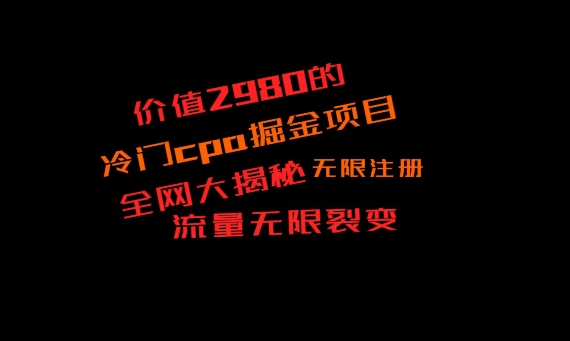 价值2980的CPA掘金项目大揭秘，号称当天收益200+，不见收益包赔双倍-梦凌网创