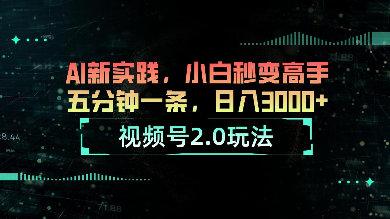 视频号2.0玩法 AI新实践，小白秒变高手五分钟一条，日入3000+-梦凌网创