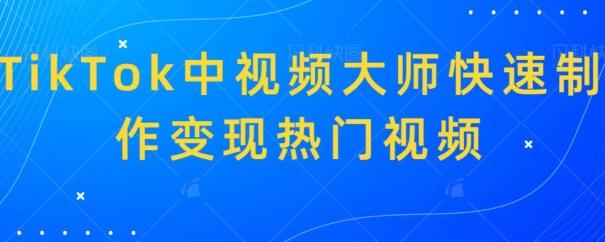 TikTok中视频大师快速制作变现热门视频-梦凌网创