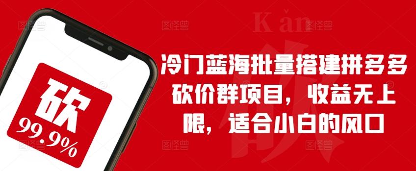 冷门蓝海批量搭建拼多多砍价群项目，收益无上限，适合小白的风口【揭秘】-梦凌网创