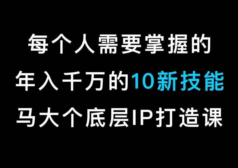 马大个的IP底层逻辑课，​每个人需要掌握的年入千万的10新技能，约会底层IP打造方法！-梦凌网创