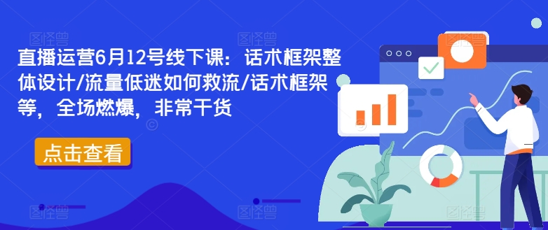 直播运营6月12号线下课：话术框架整体设计/流量低迷如何救流/话术框架等，全场燃爆，非常干货-梦凌网创