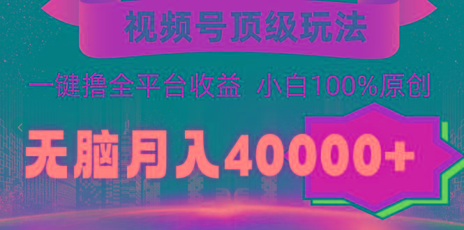 (9281期)视频号顶级玩法，无脑月入40000+，一键撸全平台收益，纯小白也能100%原创-梦凌网创