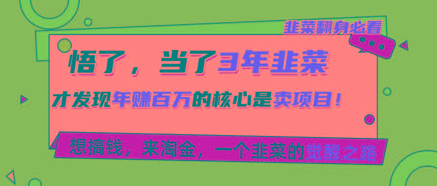 悟了，当了3年韭菜，才发现网赚圈年赚100万的核心是卖项目，含泪分享！-薪火元第一资源库