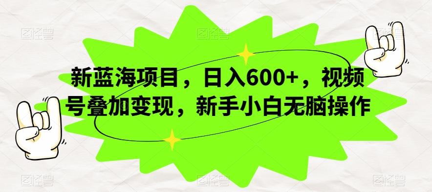 新蓝海项目，日入600+，视频号叠加变现，新手小白无脑操作【揭秘】-梦凌网创