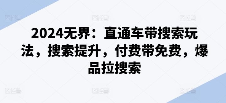 2024无界：直通车带搜索玩法，搜索提升，付费带免费，爆品拉搜索-梦凌网创