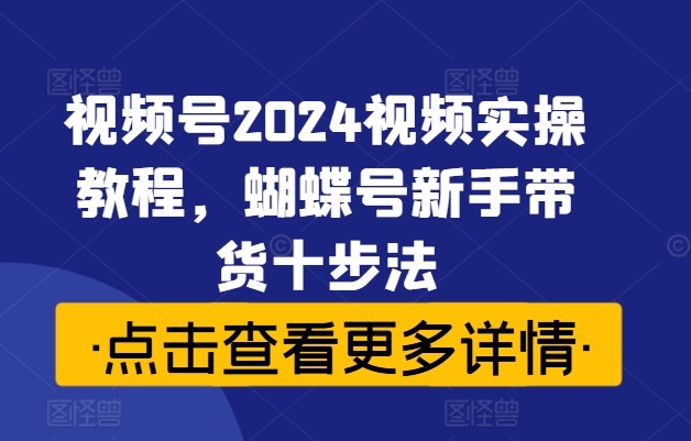 视频号2024视频实操教程，蝴蝶号新手带货十步法-梦凌网创