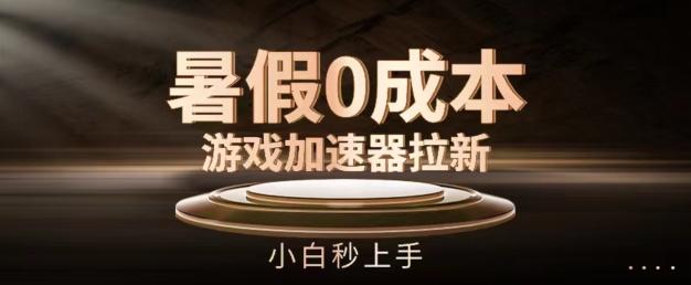 暑假0成本游戏加速器拉新，小白秒上手，无需投资【揭秘】-梦凌网创