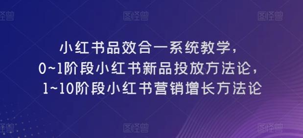 小红书品效合一系统教学，​0~1阶段小红书新品投放方法论，​1~10阶段小红书营销增长方法论-梦凌网创