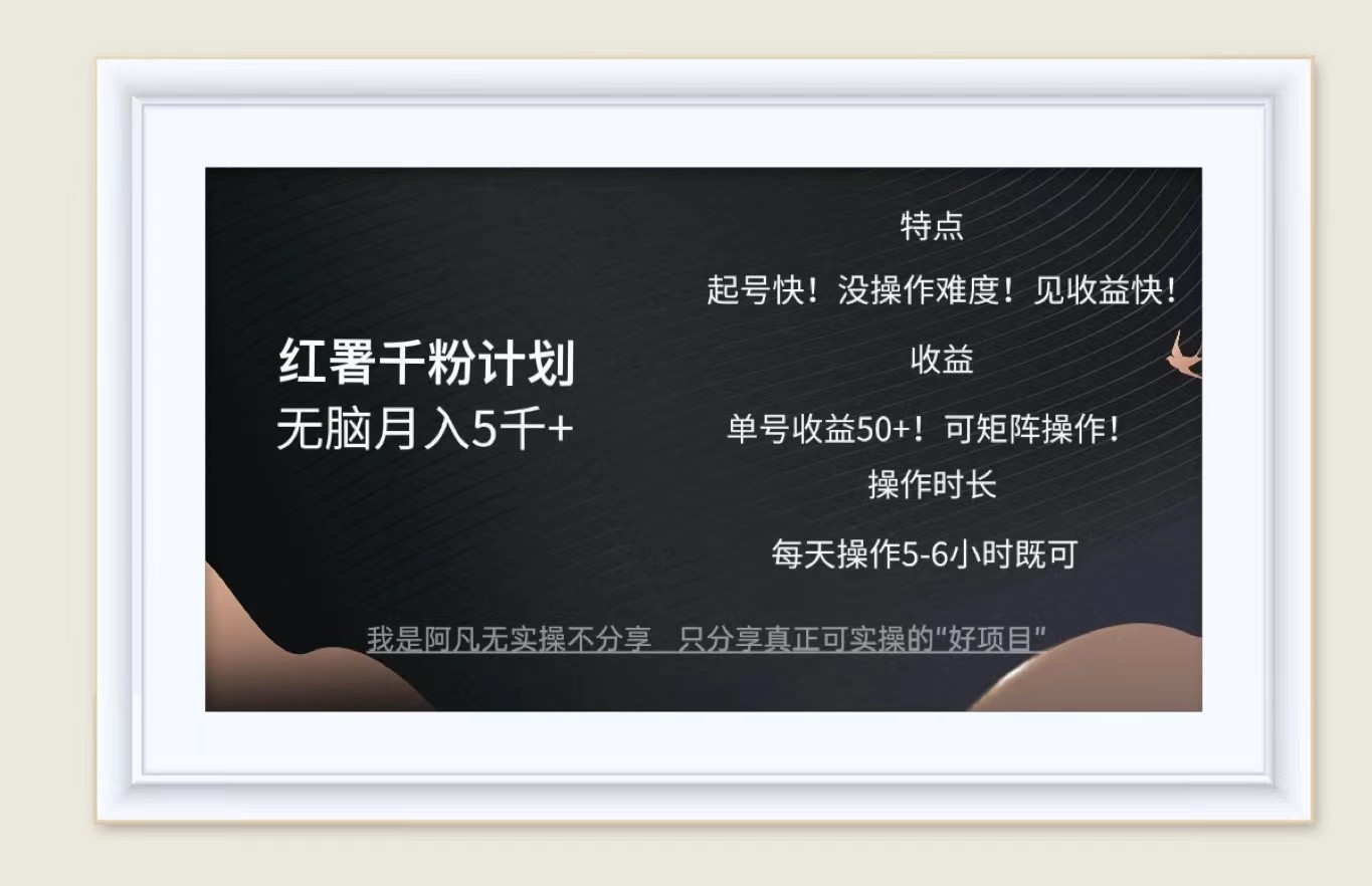 红薯千粉计划无脑月入5千+！既做既赚！-薪火元第一资源库
