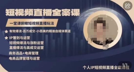 高品质IP短视频直播全案课程，一堂课俯瞰短视频直播玩法-梦凌网创
