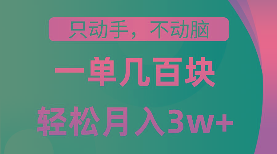 只动手不动脑，一单几百块，轻松月入3w+，看完就能直接操作，详细教程-梦凌网创