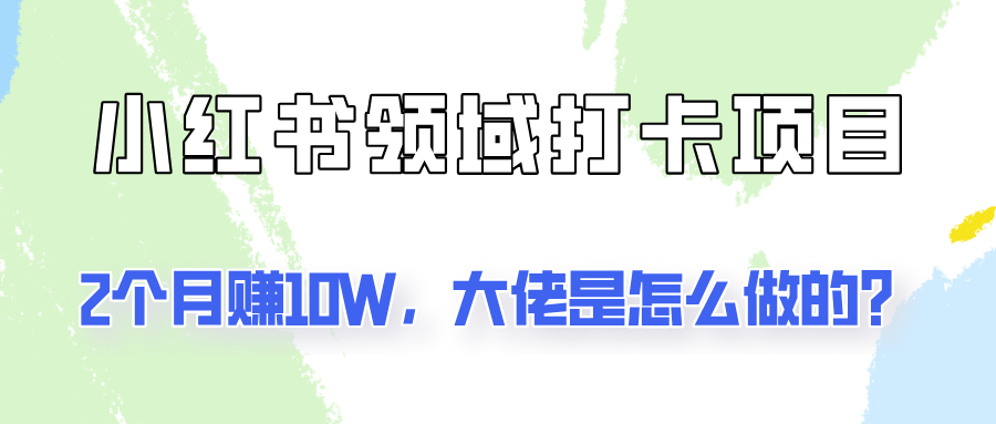 通过小红书领域打卡项目2个月赚10W，大佬是怎么做的？-梦凌网创