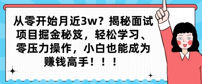 从零开始月近3w？揭秘面试项目掘金秘笈，轻松学习、零压力操作，小白也能成为赚钱高手-梦凌网创