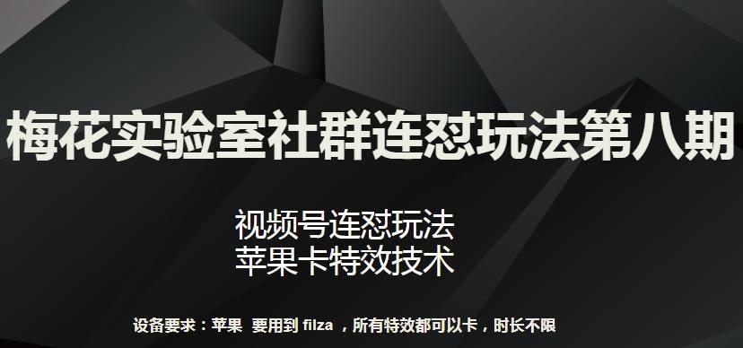 梅花实验室社群连怼玩法第八期，视频号连怼玩法 苹果卡特效技术【揭秘】-梦凌网创