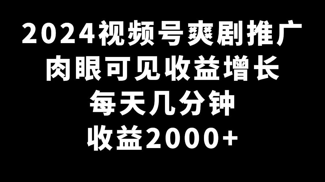 2024视频号爽剧推广，肉眼可见的收益增长，每天几分钟收益2000+-梦凌网创