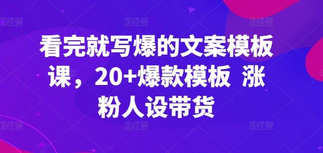 看完就写爆的文案模板课，20+爆款模板  涨粉人设带货-梦凌网创