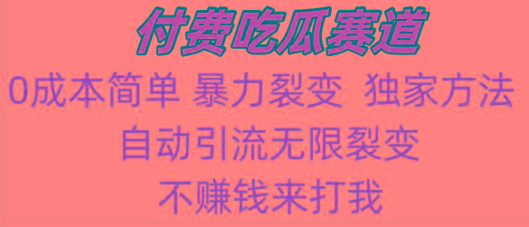 吃瓜付费赛道，暴力无限裂变，0成本，实测日入700+！！！-薪火元第一资源库