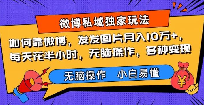如何靠微博，发发图片月入10万+，‌每天花半小时，无脑操作，多种变现-梦凌网创