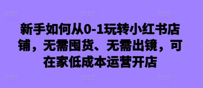 新手如何从0-1玩转小红书店铺，无需囤货、无需出镜，可在家低成本运营开店-梦凌网创