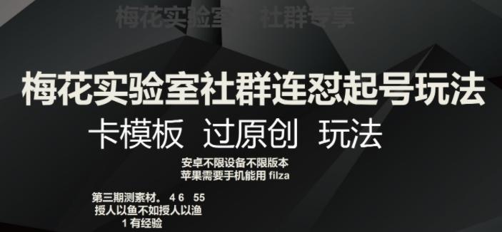 梅花实验室社群连怼起号玩法，卡模板过原创玩法【揭秘】-薪火元第一资源库