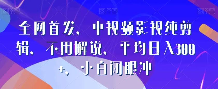 全网首发，中视频影视纯剪辑，不用解说，平均日入300+，小白闭眼冲-梦凌网创
