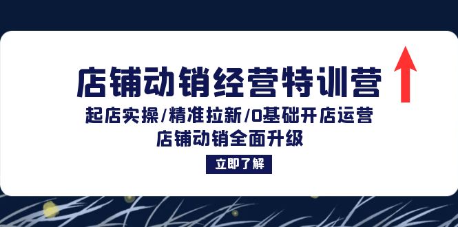 店铺动销经营特训营：起店实操/精准拉新/0基础开店运营/店铺动销全面升级-梦凌网创