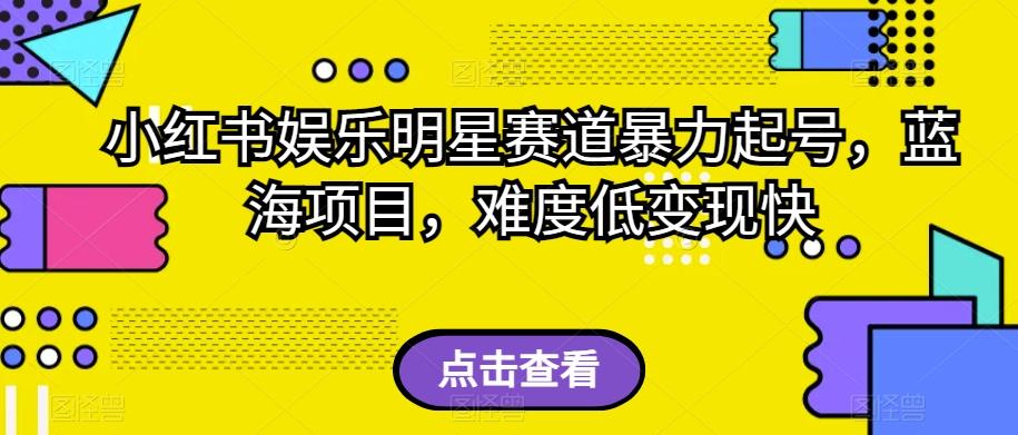 小红书娱乐明星赛道暴力起号，蓝海项目，难度低变现快【揭秘】-梦凌网创