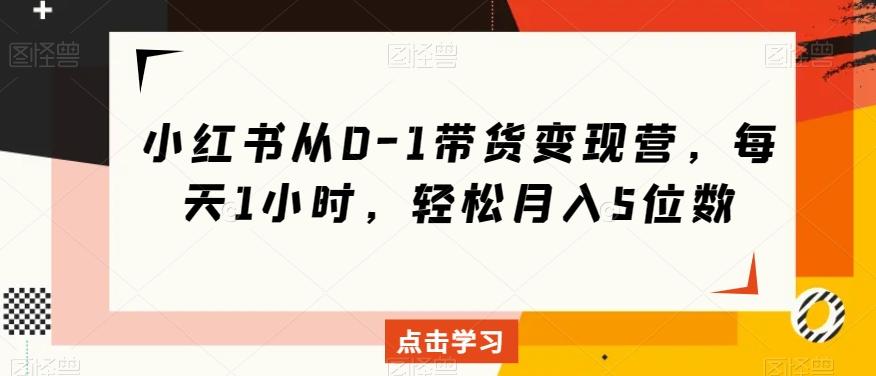 小红书从0-1带货变现营，每天1小时，轻松月入5位数-梦凌网创