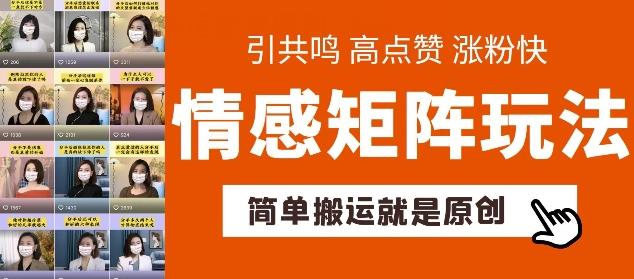简单搬运，情感矩阵玩法，涨粉速度快，可带货，可起号【揭秘】-梦凌网创