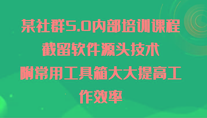 某社群5.0内部培训课程，截留软件源头技术，附常用工具箱大大提高工作效率-梦凌网创