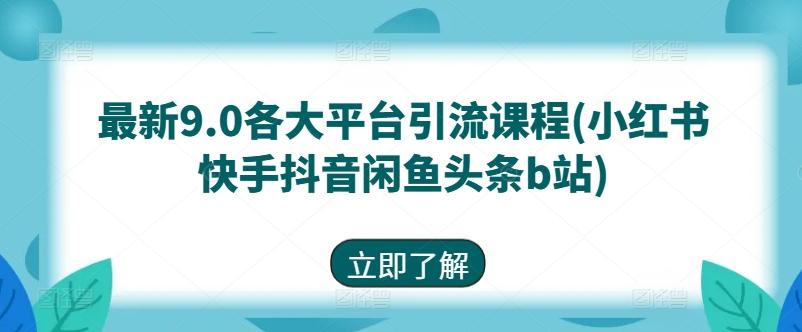 最新9.0各大平台引流课程(小红书快手抖音闲鱼头条b站)-梦凌网创