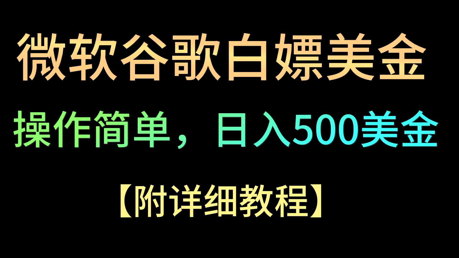 微软谷歌项目3.0，轻松日赚500+美金，操作简单，小白也可轻松入手！-梦凌网创