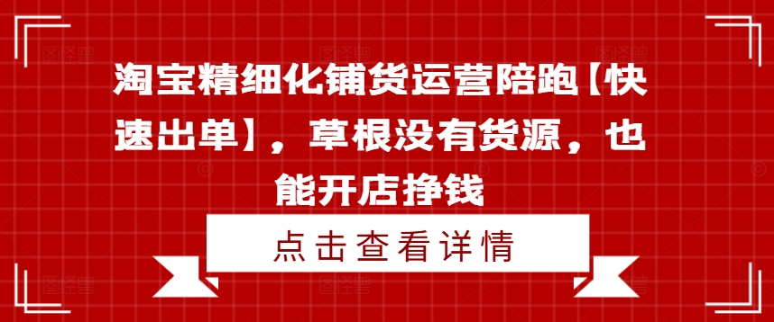 淘宝精细化铺货运营陪跑【快速出单】，草根没有货源，也能开店挣钱-梦凌网创