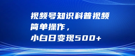 视频号知识科普视频，简单操作，小白日变现500+【揭秘】-梦凌网创