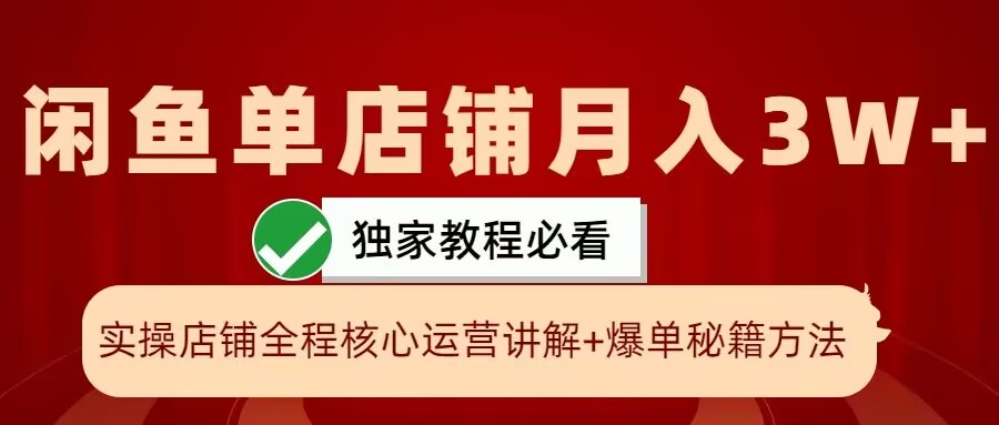 闲鱼单店铺月入3W+实操展示，爆单核心秘籍，一学就会【揭秘】-梦凌网创